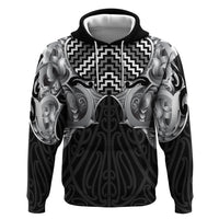 Aotearoa Kowhaiwhai Poutama Black Motif Zip Hoodie