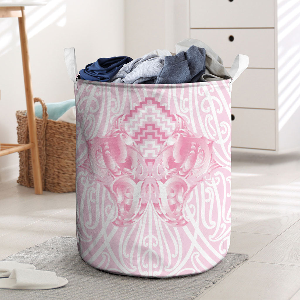 Aotearoa Kowhaiwhai Poutama Pink Motif Laundry Basket LT9 Pink - Polynesian Pride