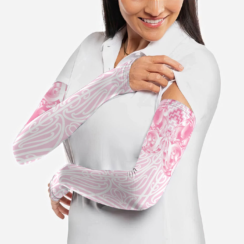 Aotearoa Kowhaiwhai Poutama Pink Motif Arm Sleeves