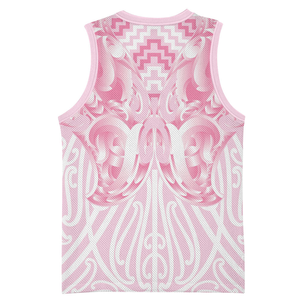 Aotearoa Kowhaiwhai Poutama Pink Motif Basketball Jersey
