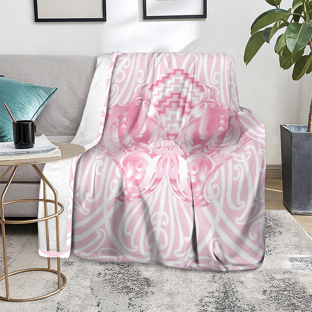 Aotearoa Kowhaiwhai Poutama Pink Motif Blanket