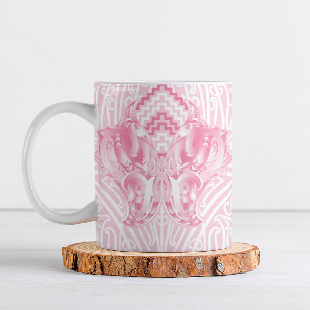 Aotearoa Kowhaiwhai Poutama Pink Motif Ceramic Mug