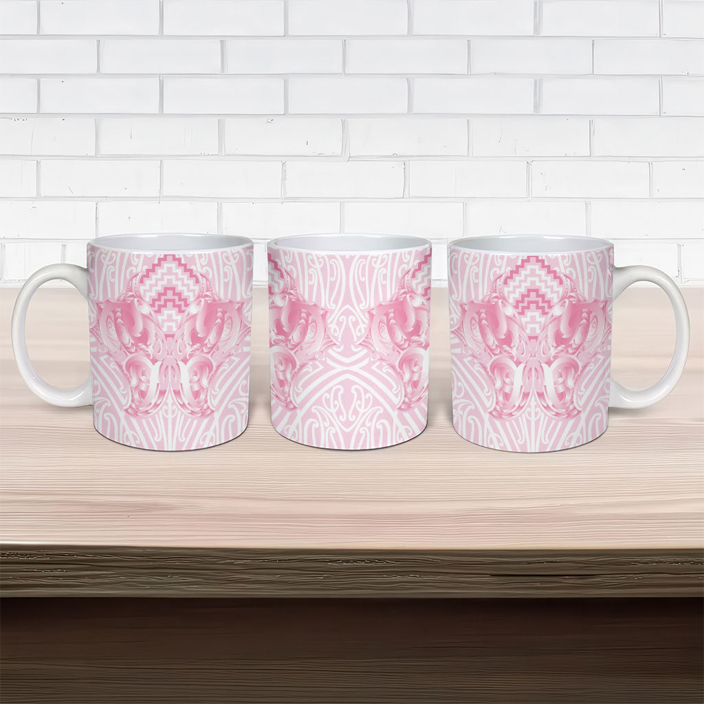 Aotearoa Kowhaiwhai Poutama Pink Motif Ceramic Mug
