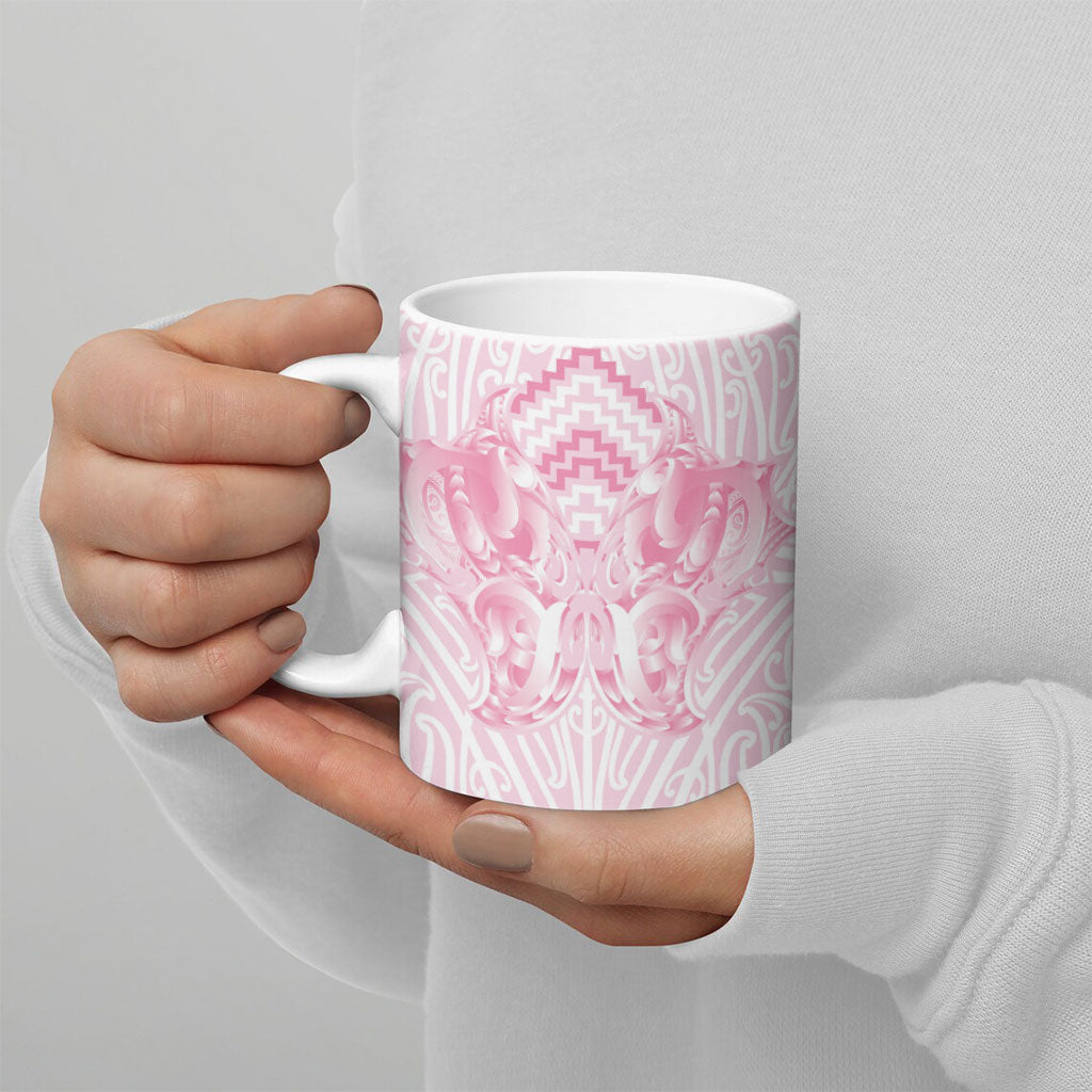 Aotearoa Kowhaiwhai Poutama Pink Motif Ceramic Mug