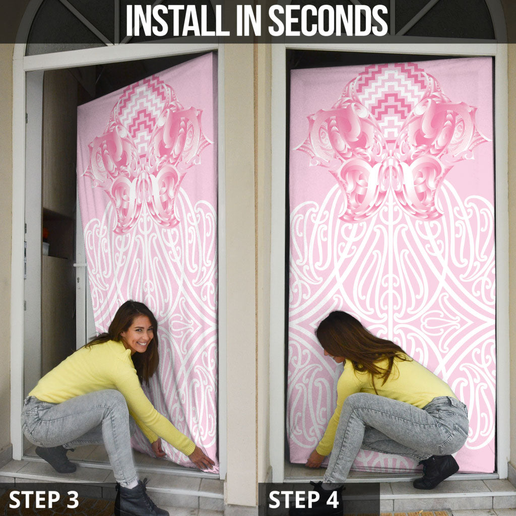 Aotearoa Kowhaiwhai Poutama Pink Motif Door Cover LT9 - Polynesian Pride