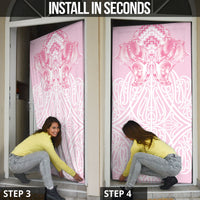 Aotearoa Kowhaiwhai Poutama Pink Motif Door Cover LT9 - Polynesian Pride