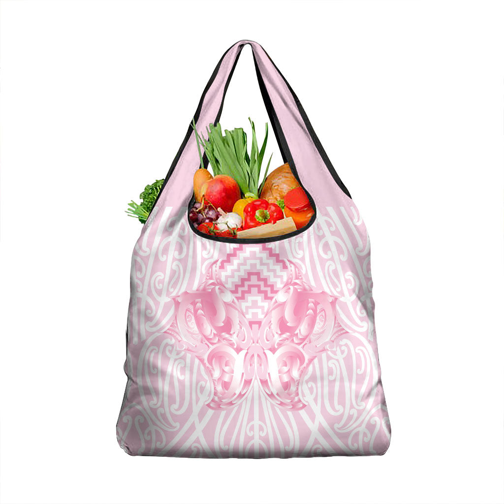 Aotearoa Kowhaiwhai Poutama Pink Motif Grocery Bag