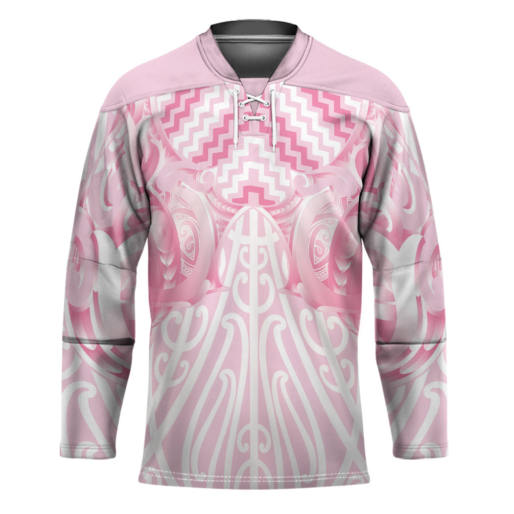 Aotearoa Kowhaiwhai Poutama Pink Motif Hockey Jersey LT9 Unisex Pink - Polynesian Pride