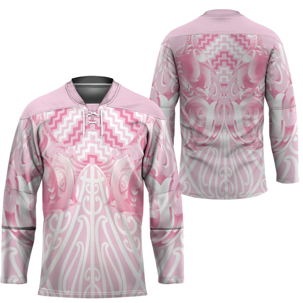 Aotearoa Kowhaiwhai Poutama Pink Motif Hockey Jersey LT9 - Polynesian Pride