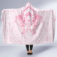 Aotearoa Kowhaiwhai Poutama Pink Motif Hooded Blanket LT9 One Size Pink - Polynesian Pride