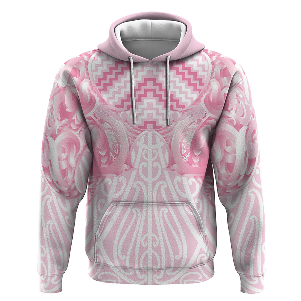 Aotearoa Kowhaiwhai Poutama Pink Motif Hoodie LT9 Pullover Hoodie Pink - Polynesian Pride