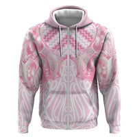 Aotearoa Kowhaiwhai Poutama Pink Motif Hoodie LT9 Zip Hoodie Pink - Polynesian Pride