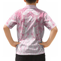Aotearoa Kowhaiwhai Poutama Pink Motif Kid Hawaiian Shirt LT9 - Polynesian Pride