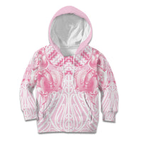 Aotearoa Kowhaiwhai Poutama Pink Motif Kid Hoodie LT9 Hoodie Pink - Polynesian Pride
