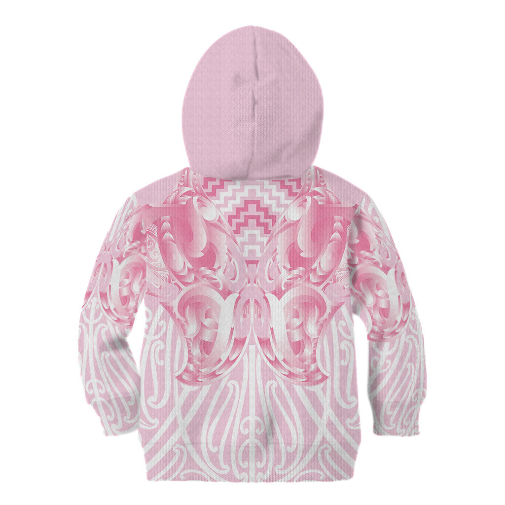 Aotearoa Kowhaiwhai Poutama Pink Motif Kid Hoodie LT9 - Polynesian Pride