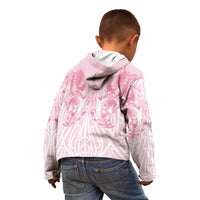 Aotearoa Kowhaiwhai Poutama Pink Motif Kid Hoodie LT9 - Polynesian Pride