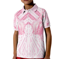 Aotearoa Kowhaiwhai Poutama Pink Motif Kid Polo Shirt LT9 Kid Pink - Polynesian Pride