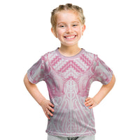 Aotearoa Kowhaiwhai Poutama Pink Motif Kid T Shirt