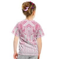Aotearoa Kowhaiwhai Poutama Pink Motif Kid T Shirt