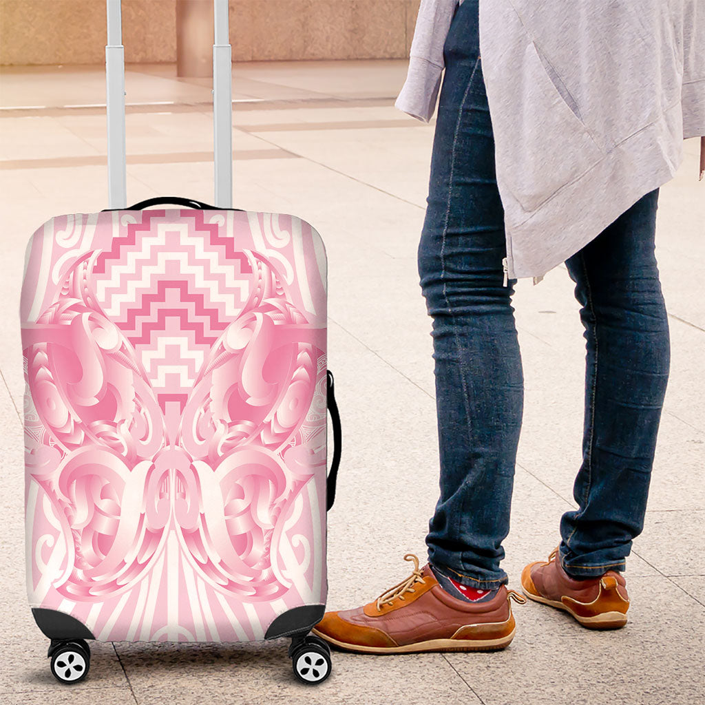 Aotearoa Kowhaiwhai Poutama Pink Motif Luggage Cover LT9 Pink - Polynesian Pride