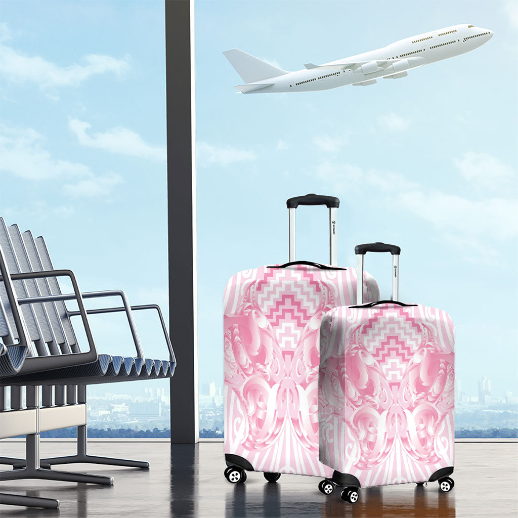 Aotearoa Kowhaiwhai Poutama Pink Motif Luggage Cover LT9 - Polynesian Pride