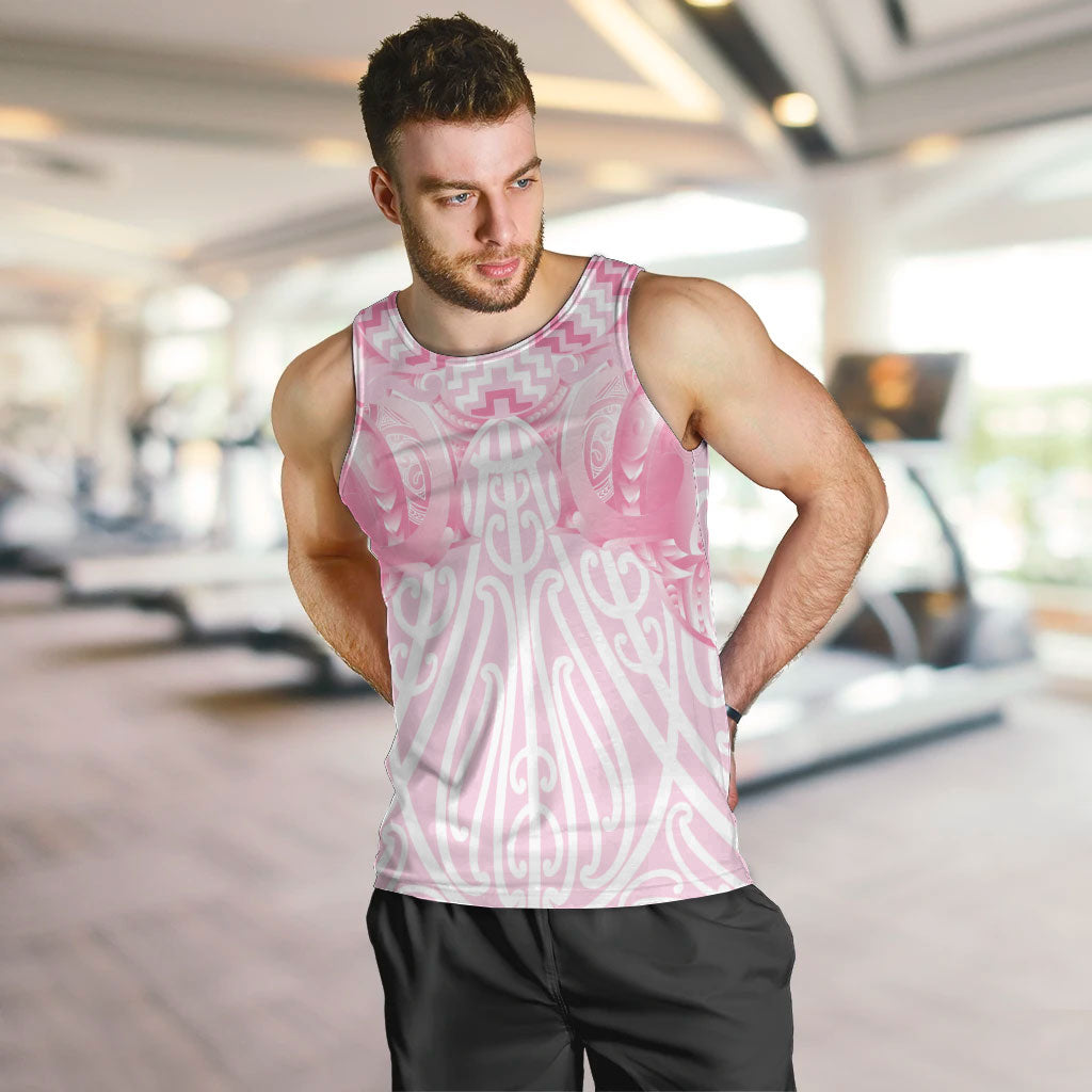 Aotearoa Kowhaiwhai Poutama Pink Motif Men Tank Top LT9 Pink - Polynesian Pride