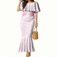 Aotearoa Kowhaiwhai Poutama Pink Motif Mermaid Dress LT9 Women Pink - Polynesian Pride