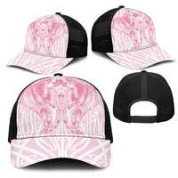 Aotearoa Kowhaiwhai Poutama Pink Motif Mesh Trucker Cap