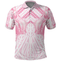 Aotearoa Kowhaiwhai Poutama Pink Motif Polo Shirt LT9 Pink - Polynesian Pride
