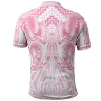 Aotearoa Kowhaiwhai Poutama Pink Motif Polo Shirt LT9 - Polynesian Pride