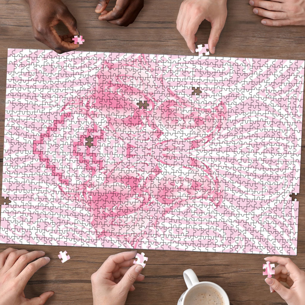 Aotearoa Kowhaiwhai Poutama Pink Motif Puzzle