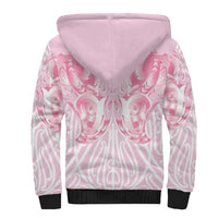 Aotearoa Kowhaiwhai Poutama Pink Motif Sherpa Hoodie LT9 - Polynesian Pride