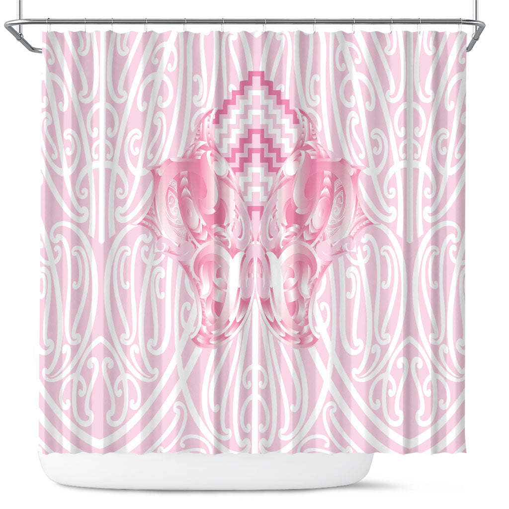 Aotearoa Kowhaiwhai Poutama Pink Motif Shower Curtain LT9 Pink - Polynesian Pride
