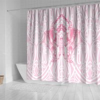 Aotearoa Kowhaiwhai Poutama Pink Motif Shower Curtain