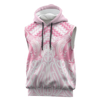 Aotearoa Kowhaiwhai Poutama Pink Motif Sleeveless Hoodie LT9 Pink - Polynesian Pride
