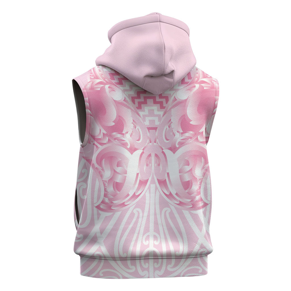 Aotearoa Kowhaiwhai Poutama Pink Motif Sleeveless Hoodie LT9 - Polynesian Pride