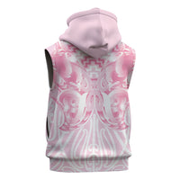 Aotearoa Kowhaiwhai Poutama Pink Motif Sleeveless Zip Hoodie LT9 - Polynesian Pride