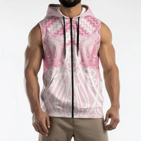 Aotearoa Kowhaiwhai Poutama Pink Motif Sleeveless Zip Hoodie LT9 - Polynesian Pride