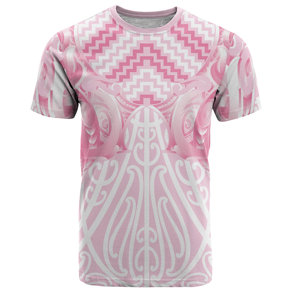 Aotearoa Kowhaiwhai Poutama Pink Motif T Shirt