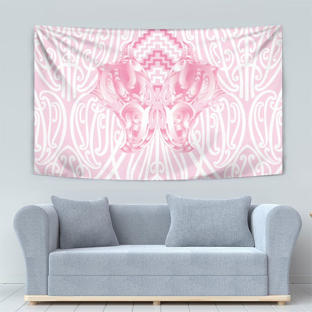 Aotearoa Kowhaiwhai Poutama Pink Motif Tapestry