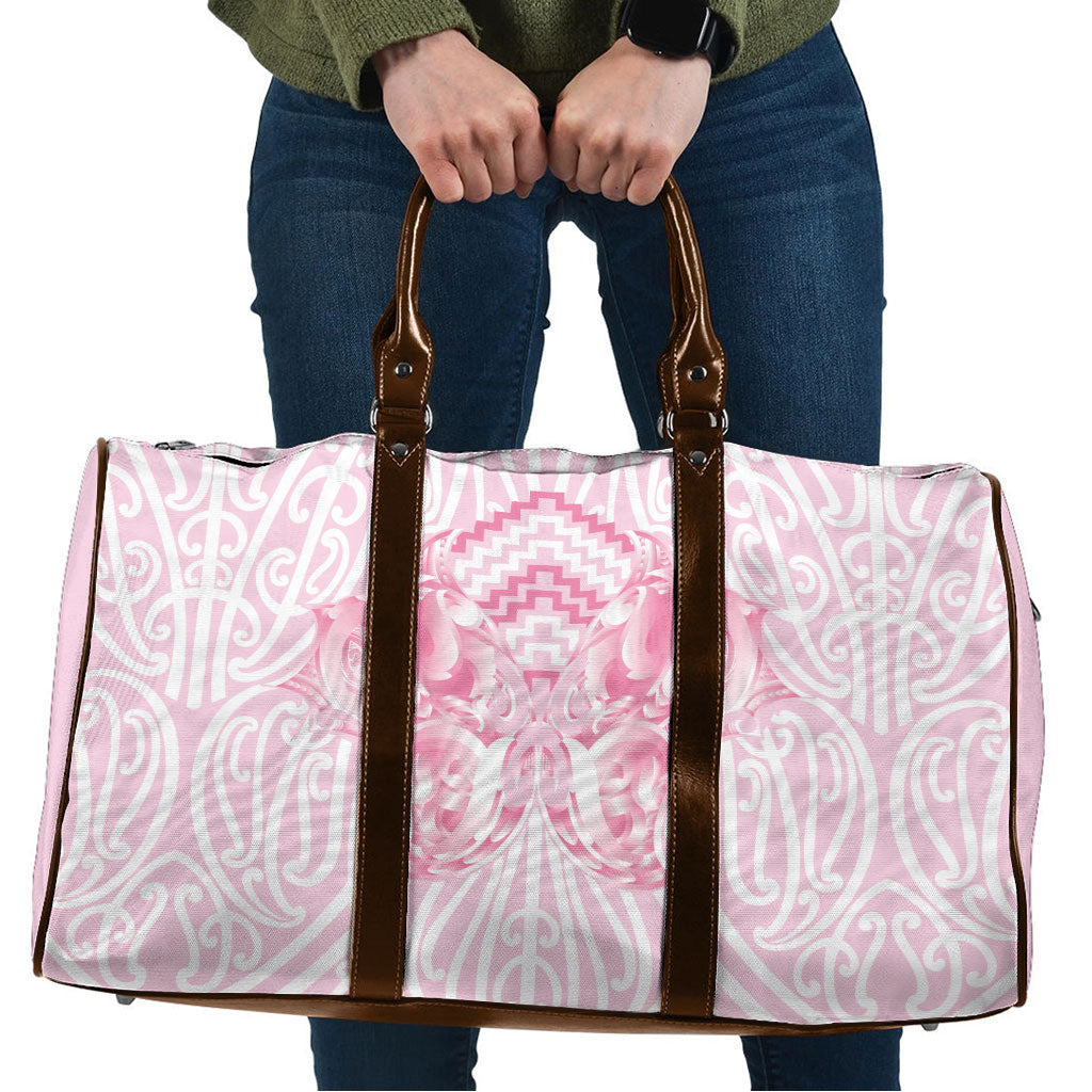 Aotearoa Kowhaiwhai Poutama Pink Motif Travel Bag LT9 Pink - Polynesian Pride