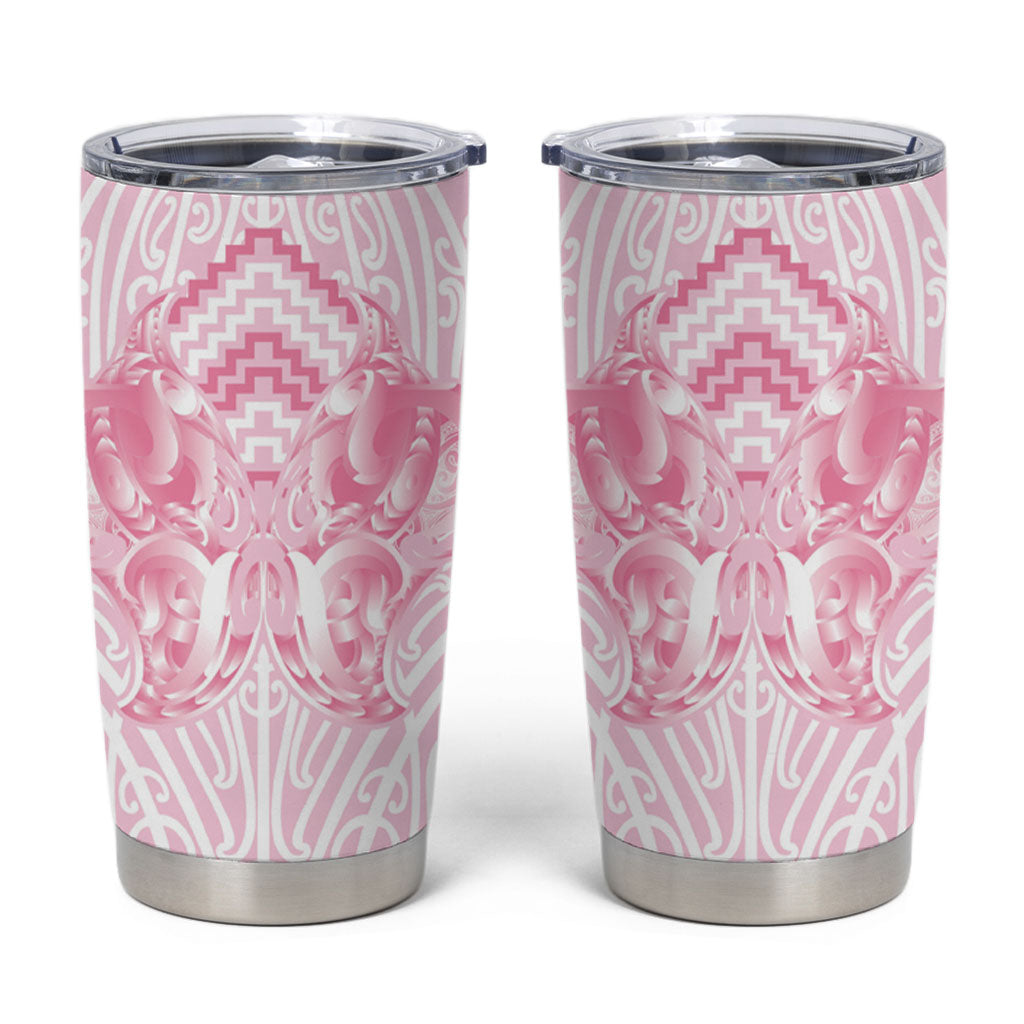 Aotearoa Kowhaiwhai Poutama Pink Motif Tumbler Cup LT9 Pink - Polynesian Pride
