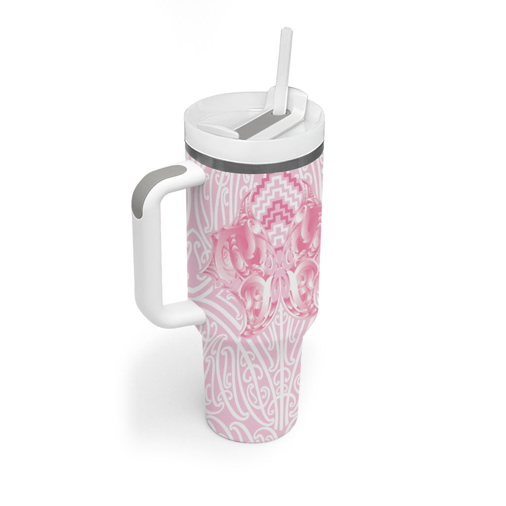 Aotearoa Kowhaiwhai Poutama Pink Motif Tumbler With Handle LT9 - Polynesian Pride