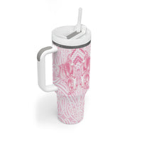 Aotearoa Kowhaiwhai Poutama Pink Motif Tumbler With Handle LT9 - Polynesian Pride