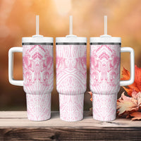 Aotearoa Kowhaiwhai Poutama Pink Motif Tumbler With Handle LT9 - Polynesian Pride