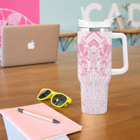Aotearoa Kowhaiwhai Poutama Pink Motif Tumbler With Handle LT9 - Polynesian Pride