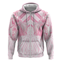 Aotearoa Kowhaiwhai Poutama Pink Motif Zip Hoodie
