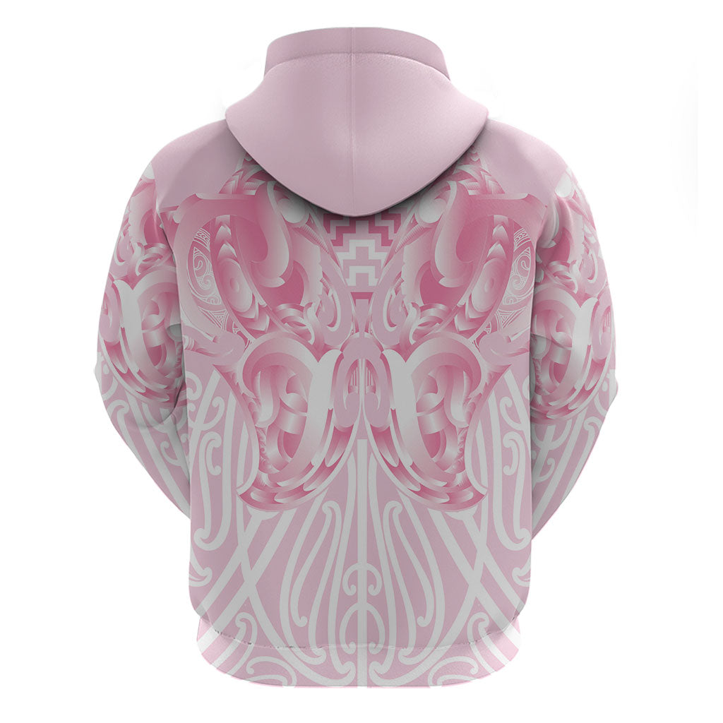 Aotearoa Kowhaiwhai Poutama Pink Motif Zip Hoodie