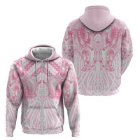 Aotearoa Kowhaiwhai Poutama Pink Motif Zip Hoodie