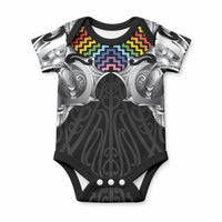 Aotearoa Kowhaiwhai Poutama Rainbow Motif Baby Onesie